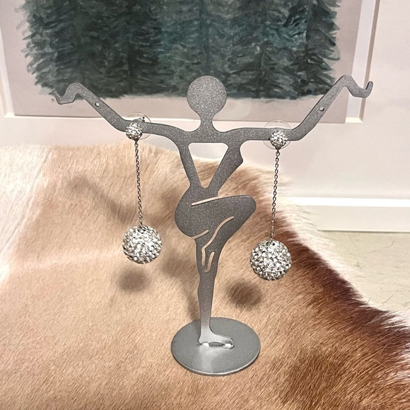 🏷️ kate spade ♠️• razzle dazzle linear dangling silver rhinestone earrings - Picture 13 of 16